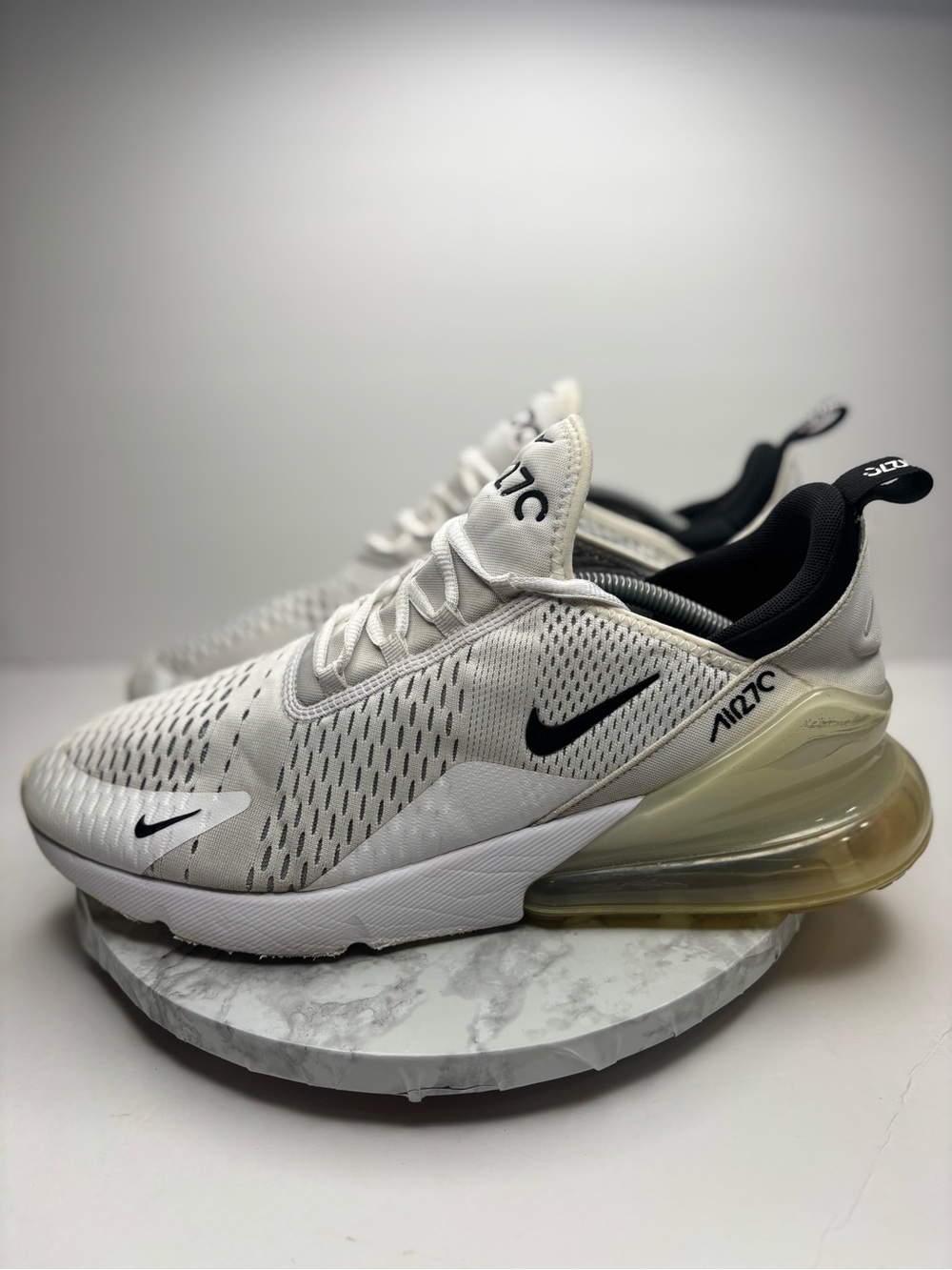 Size 13-Nike Air Max 270 Low Top Mens White/Black Lace Up Rubber Sole AH8050-100